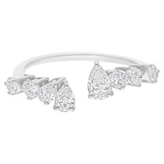 1 Carat SI/H Graduated Pear Diamond 14k White Gold Open Band Bypass Ring