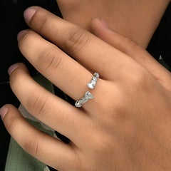 1 Carat SI/H Graduated Pear Diamond 18k White Gold Open Band Bypass Ring
