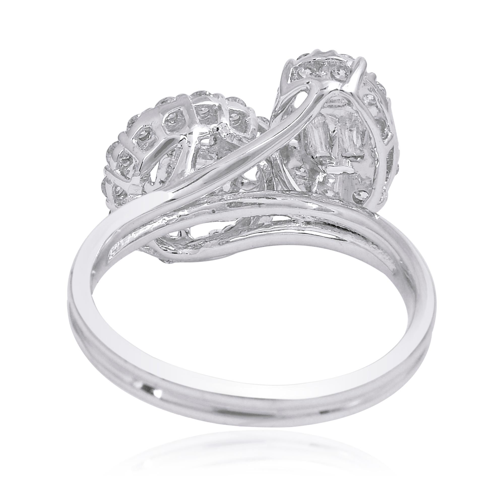 For Sale:  1 Carat SI/HI Baguette Diamond Dome Ring 18 Karat White Gold Handmade Jewelry 2