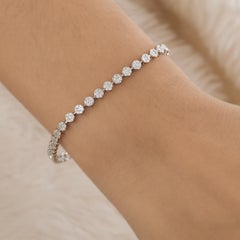 1 Carat SI/HI Certified Diamond Cluster Tennis Bracelet 10k Solid White Gold