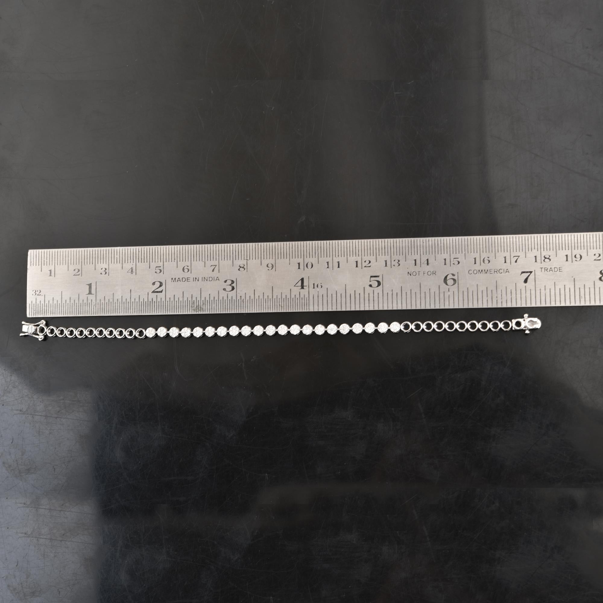 Pulsera de tenis con racimo de diamantes certificados SI/HI de 1 quilate Oro blanco macizo de 10k en Nuevo estado para la venta en Diera, Dubai