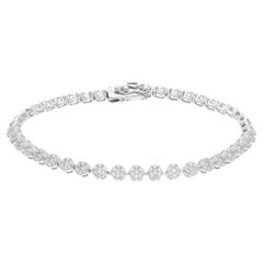 Bracciale tennis con cluster di diamanti certificati da 1 carato SI/HI, oro bianco massiccio 10k