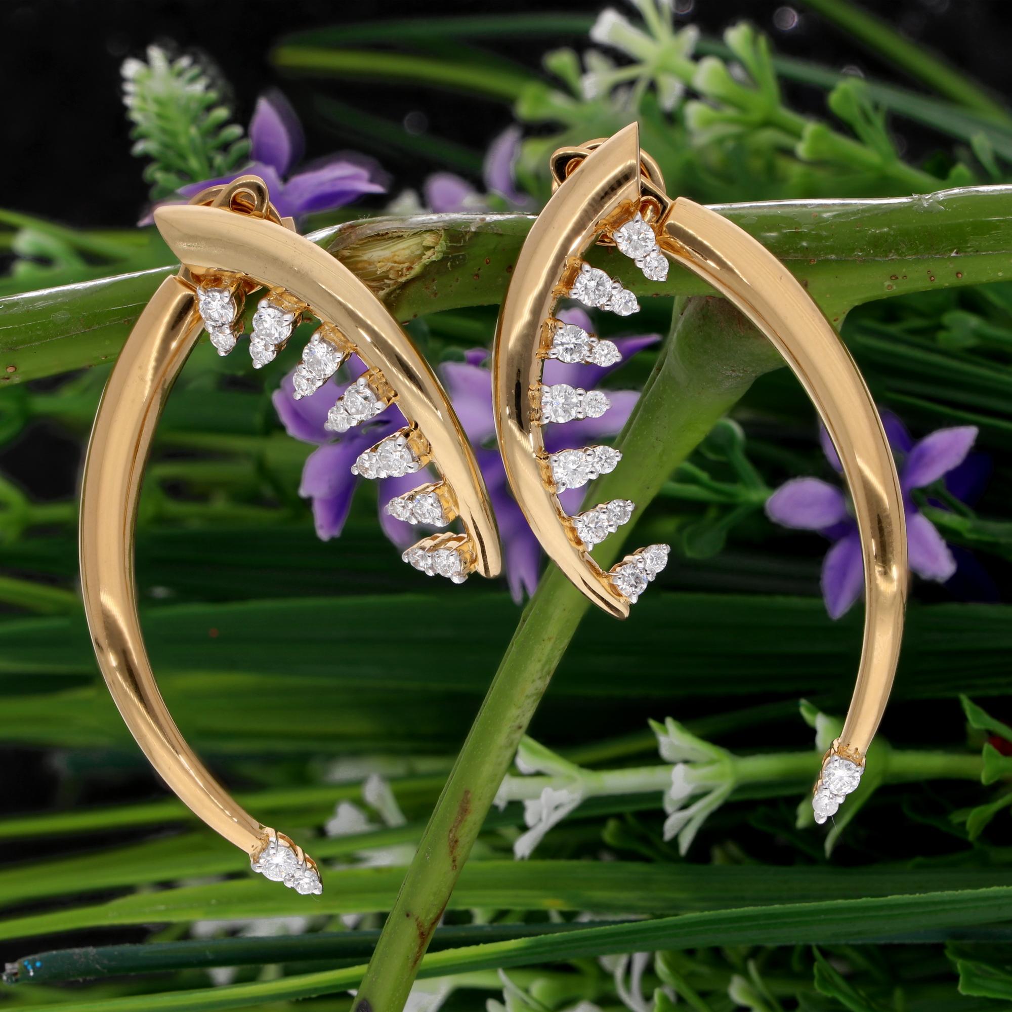 1 Karat SI/HI Diamant Horn Design Jacket Ohrringe 14 Karat Gelbgold Schmuck (Rundschliff) im Angebot