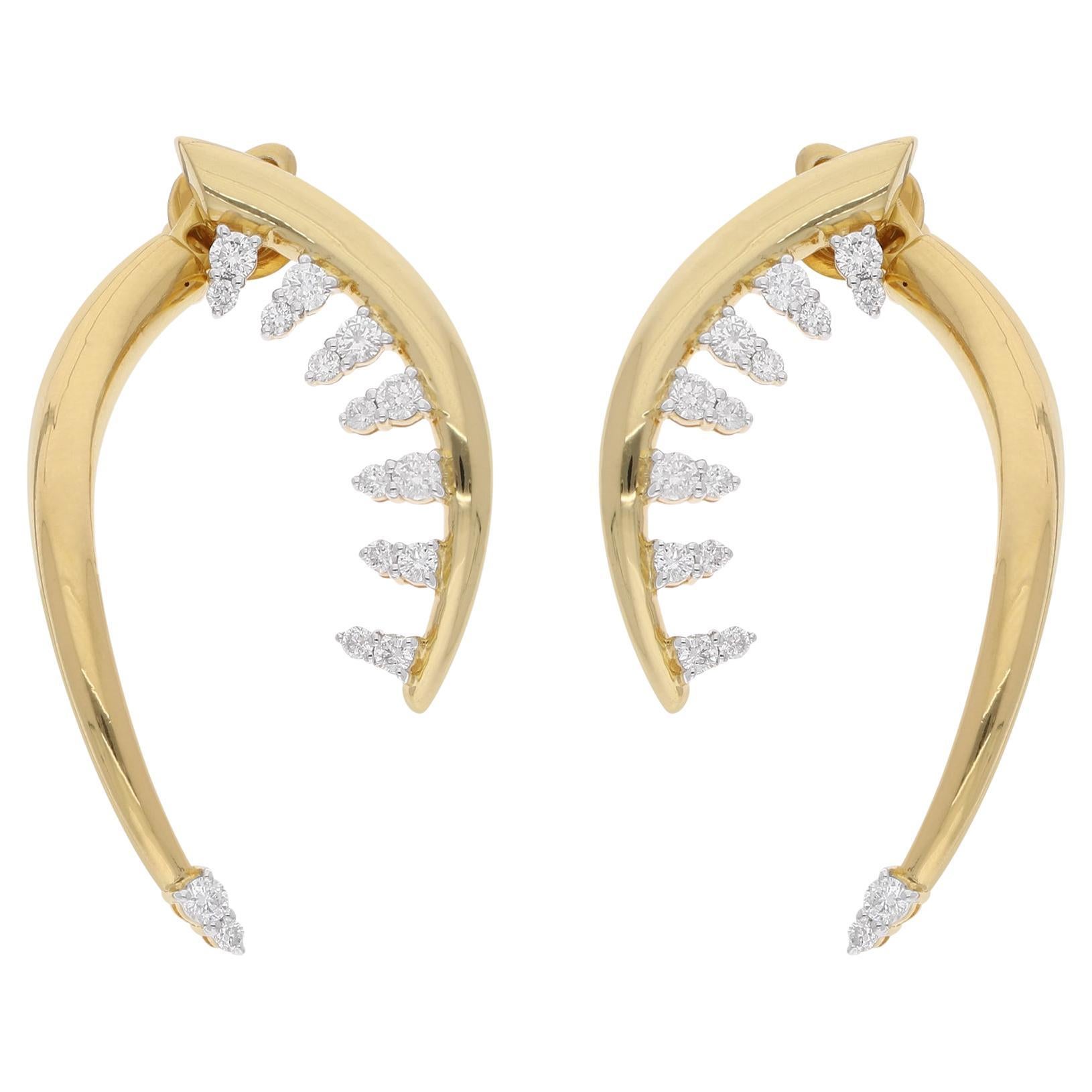 1 Carat SI/HI Diamond Horn Design Jacket Earrings 14 Karat Yellow Gold Jewelry
