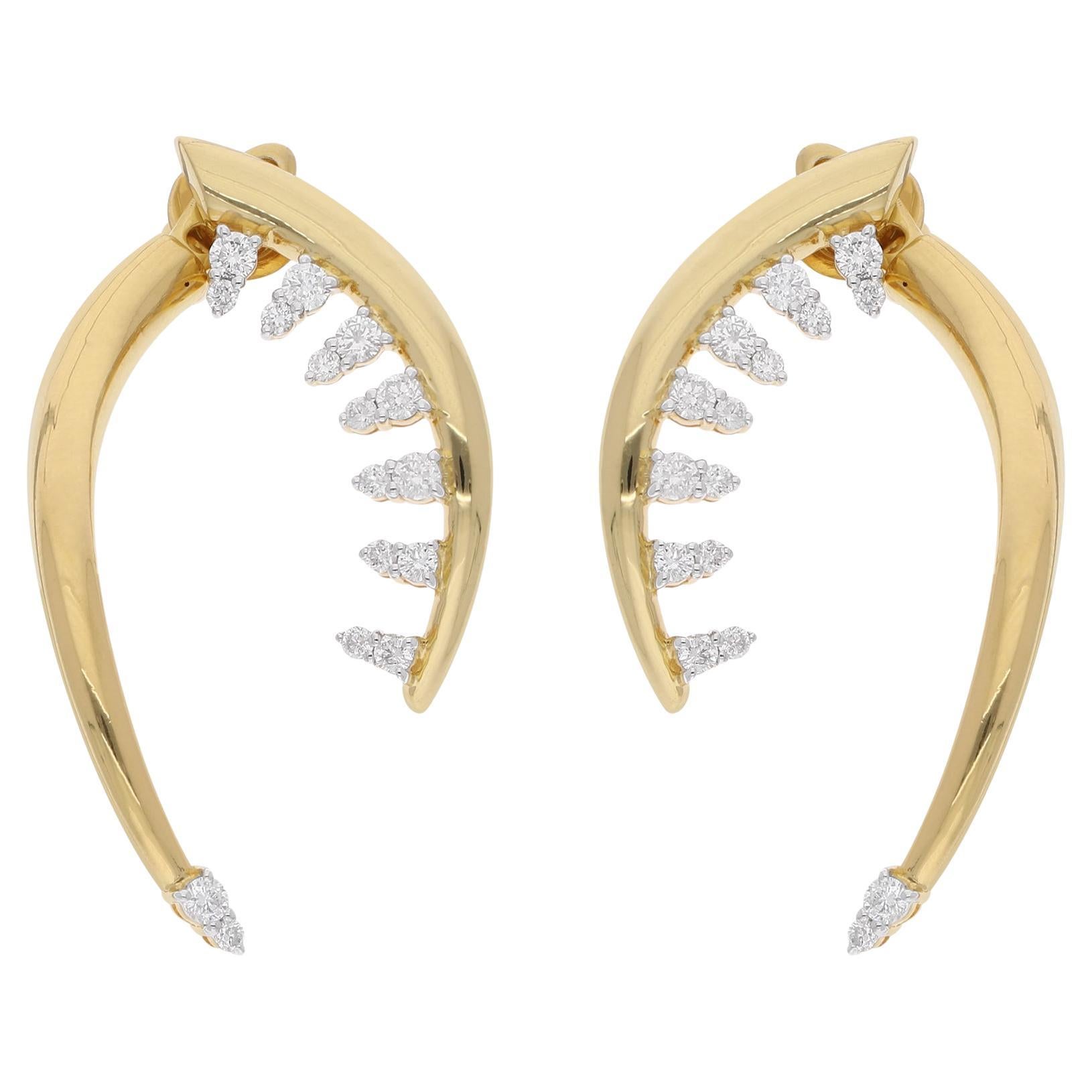 1 Carat SI/HI Diamante Design/One Orecchini a Giacca Oro Giallo 14 Karati Gioielli