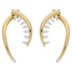 1 Carat SI/HI Diamond Horn Design Jacket Earrings 18 Karat Yellow Gold Jewelry