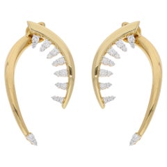 1 Carat SI/HI Diamond Horn Design Jacket Earrings 18 Karat Yellow Gold Jewelry