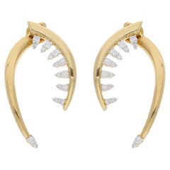 Boucles d
oreilles en or jaune 18 carats avec diamant SI/HI de 1 carat en forme de corne