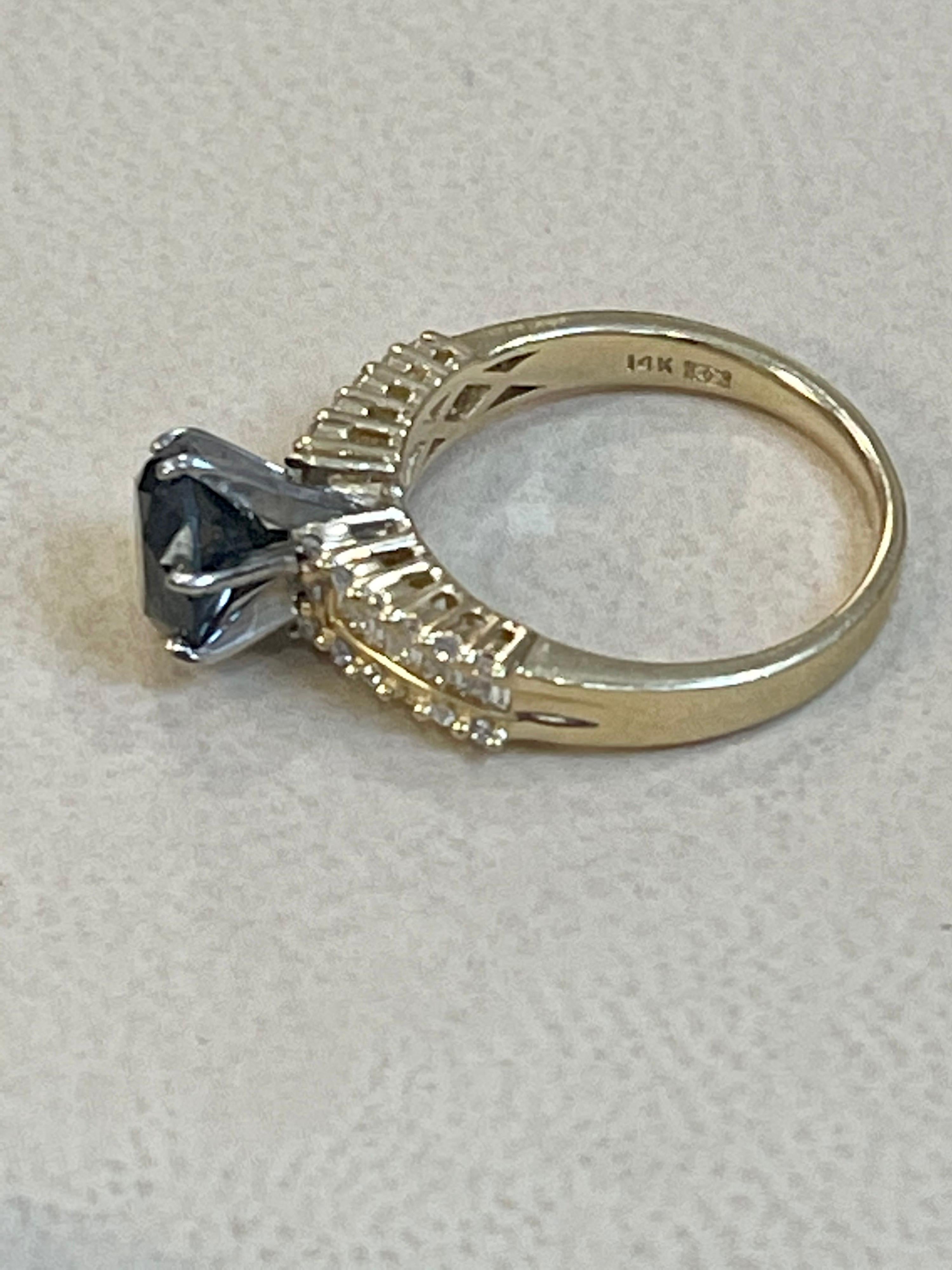 1 Carat Solitaire Black Diamond Traditional Ring/Band 14 Karat Yellow Gold For Sale 7