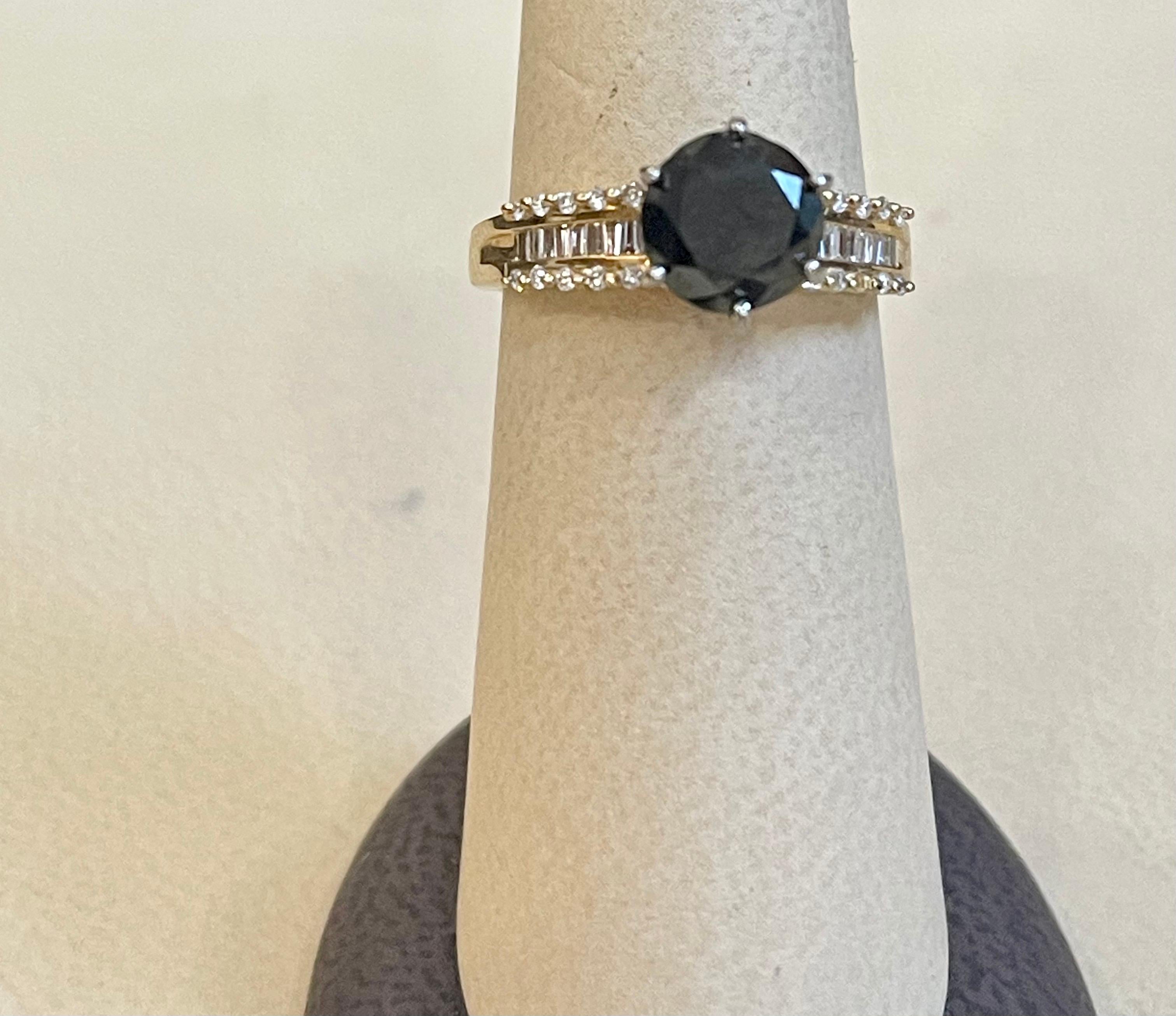 1 Carat Solitaire Black Diamond Traditional Ring/Band 14 Karat Yellow Gold For Sale 12