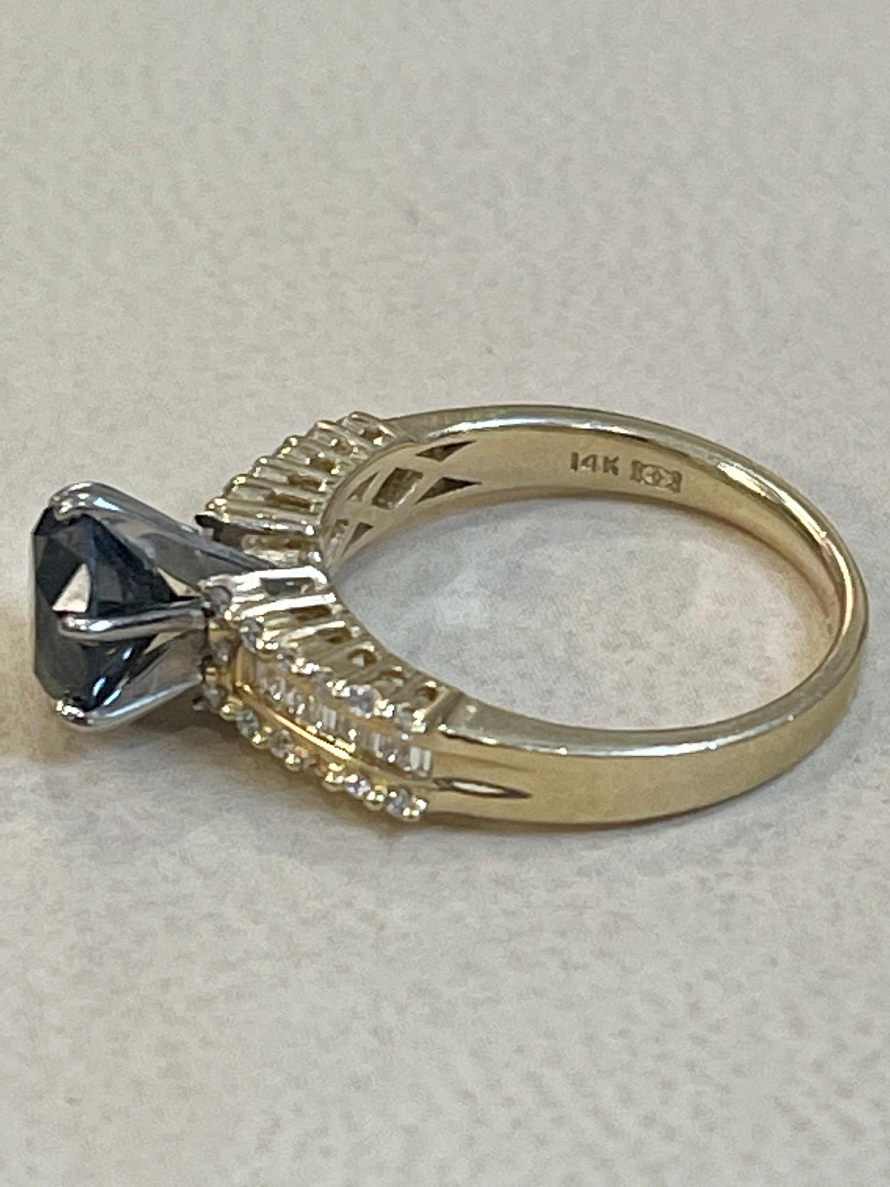 1 Carat Solitaire Black Diamond Traditional Ring/Band 14 Karat Yellow Gold For Sale 1