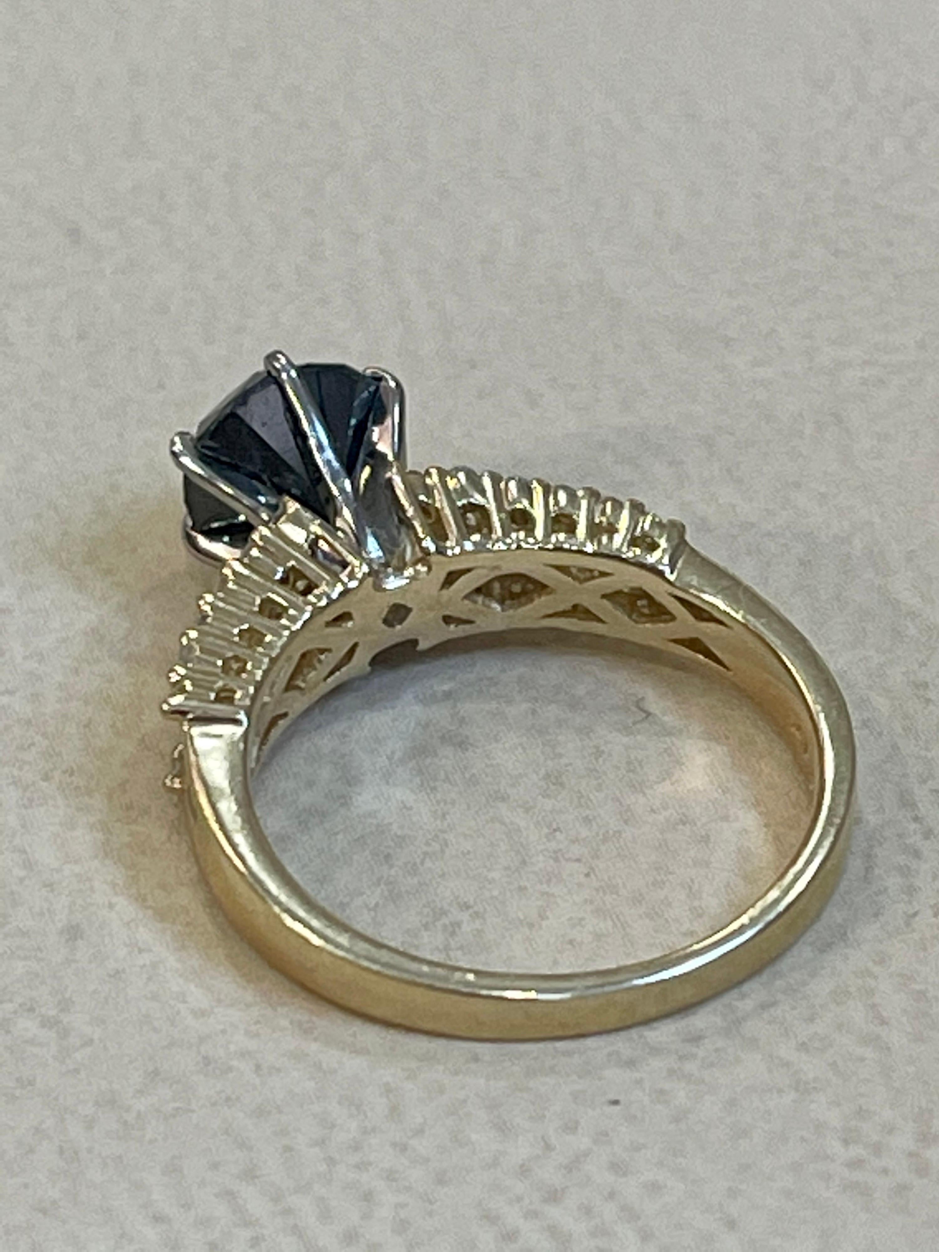 1 Carat Solitaire Black Diamond Traditional Ring/Band 14 Karat Yellow Gold For Sale 3