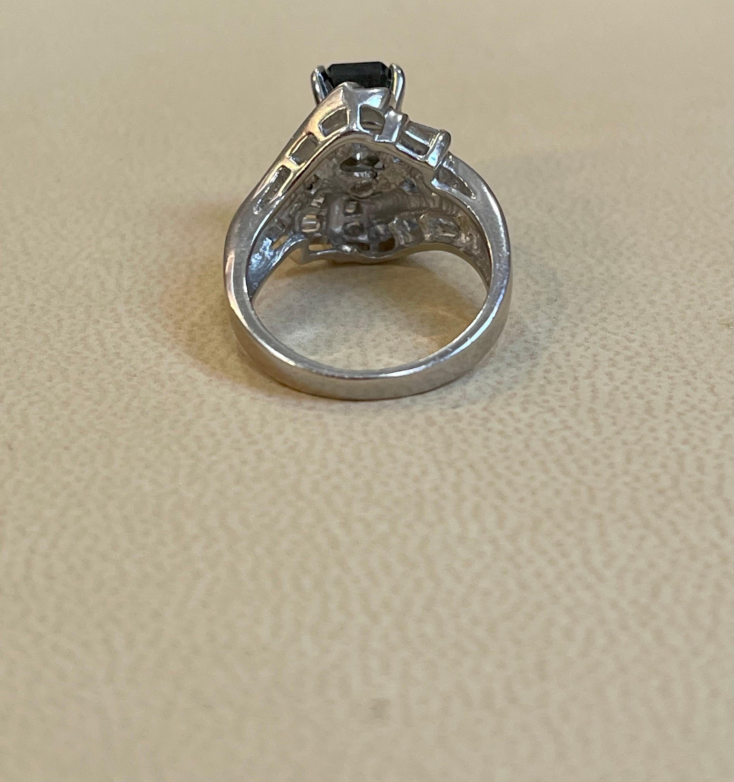 1 Carat Solitaire Emerald Cut Black Diamond Ring/Band 18 Karat White Gold For Sale 7