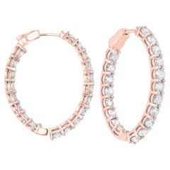 1 Carat Total Weight Diamond Inside-Outside Oval Hoops in 14 Karat Rose Gold		