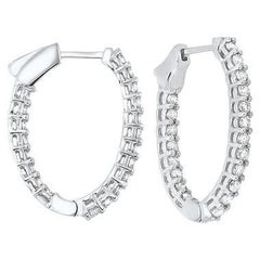 1 Carat Total Weight Diamond Inside-Outside Round Hoops in 14 Karat White Gold	