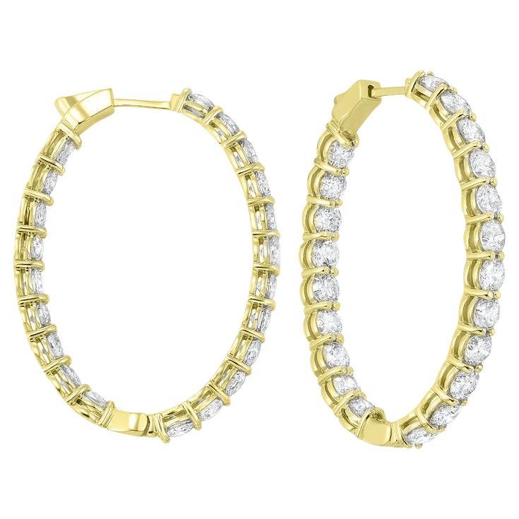 1 Carat Total Weight Diamond Inside-Outside Round Hoops in 14 Karat Yellow Gold