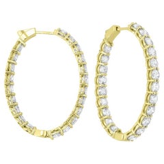 1 Carat Total Weight Diamond Inside-Outside Round Hoops in 14 Karat Yellow Gold