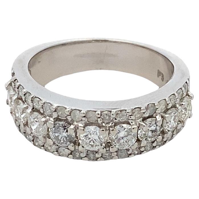 Fascia di diamanti a tre file da 1 carato in oro bianco 14 carati