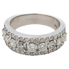 Fascia di diamanti a tre file da 1 carato in oro bianco 14 carati