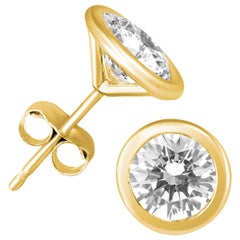 The Eternal Bezel Solitaire Stud Earrings - Featuring 1 Carats of Diamonds