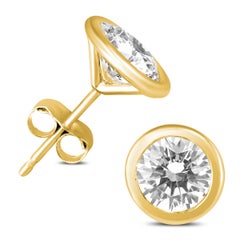 The Eternal Bezel Solitaire Stud Earrings - Featuring 1 Carats of Diamonds
