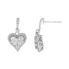 1 Carat TW Diamond Heart Earrings