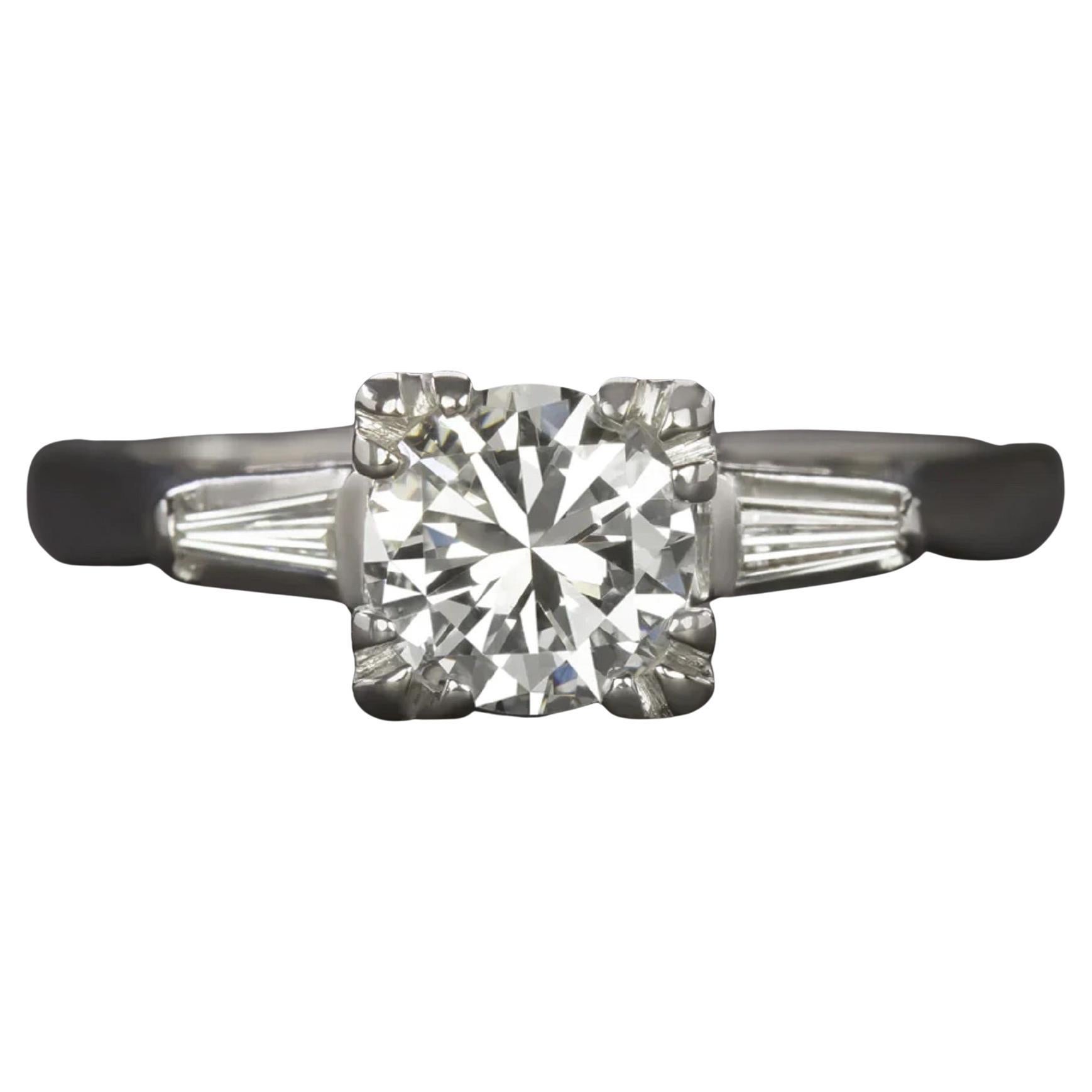 1 carat vintage round brilliant cut center diamond ring