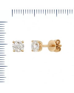 1 Carat VVS 1 Diamond Fabulous Yellow Gold Stud Earrings