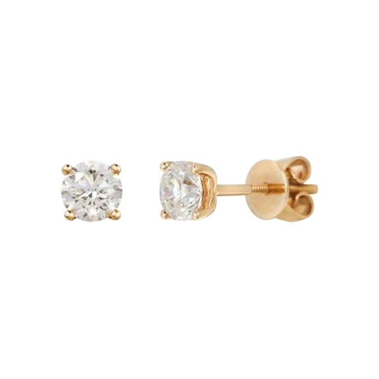 1 Carat VVS 1 Diamond Fabulous Yellow Gold Stud Earrings For Sale