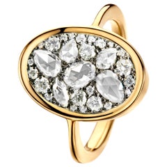 1 Carat White GHVS Rose-Cut and DEGVVS Brilliant-Cut Diamond Pave Ring