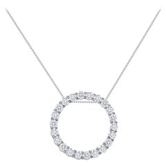 Collier à pendentif cercle en or blanc 1 carat et diamants