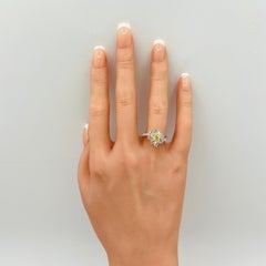 Anello a forma di fiore con diamanti gialli e bianchi da 1 carato, in oro giallo 18 carati e platino
