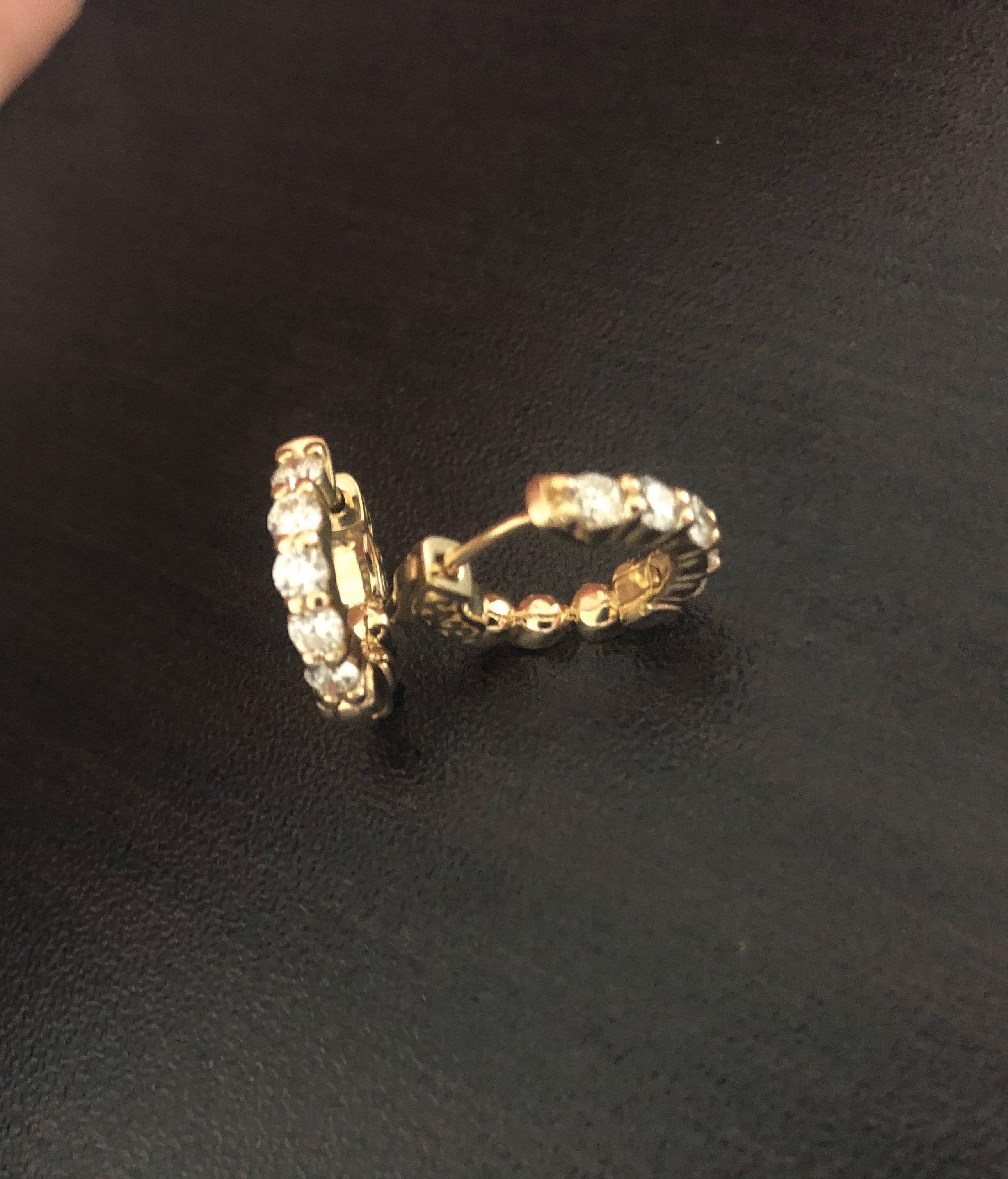 Modern 1 Carat Yellow Diamond Huggies For Sale