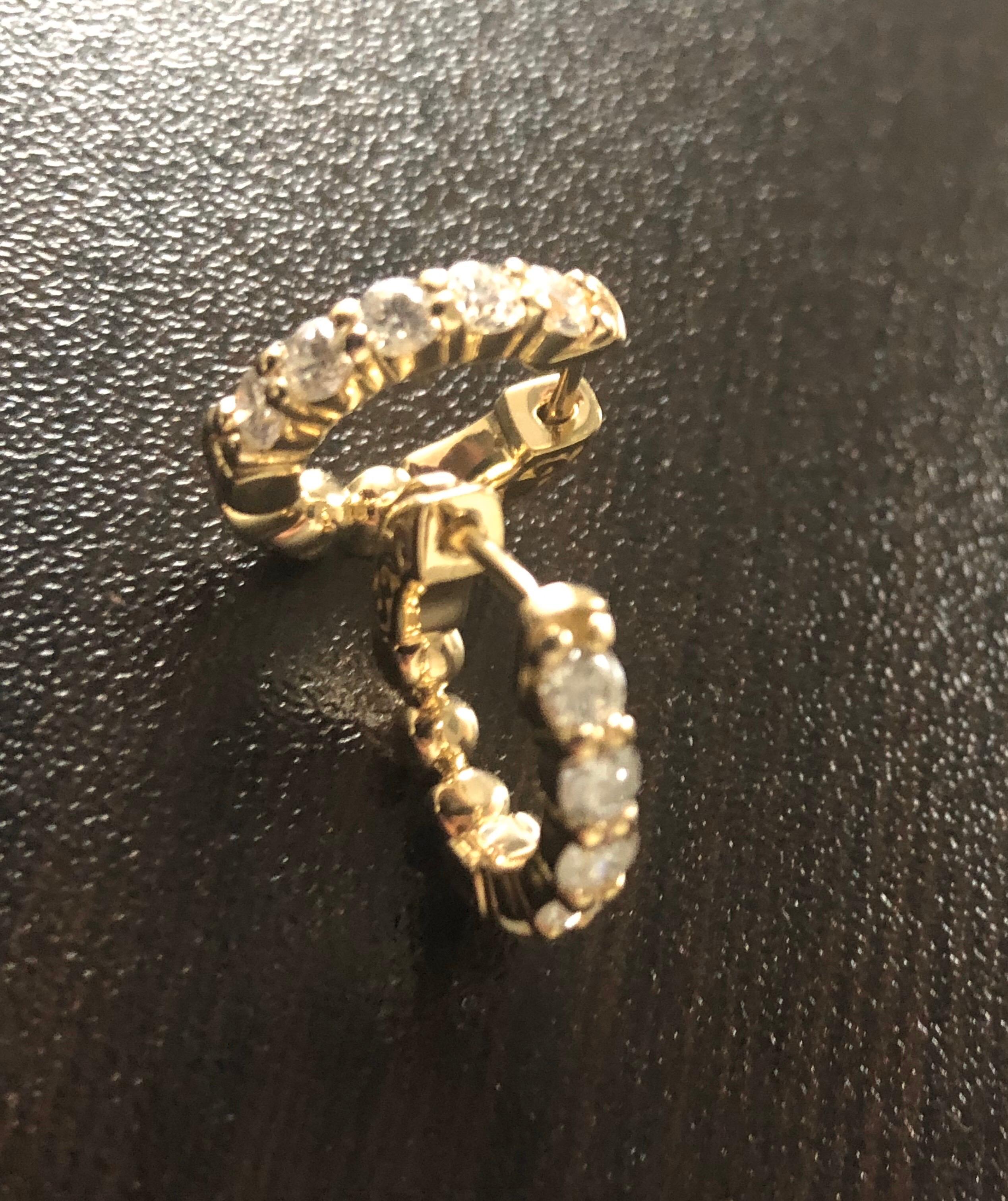Round Cut 1 Carat Yellow Diamond Huggies For Sale