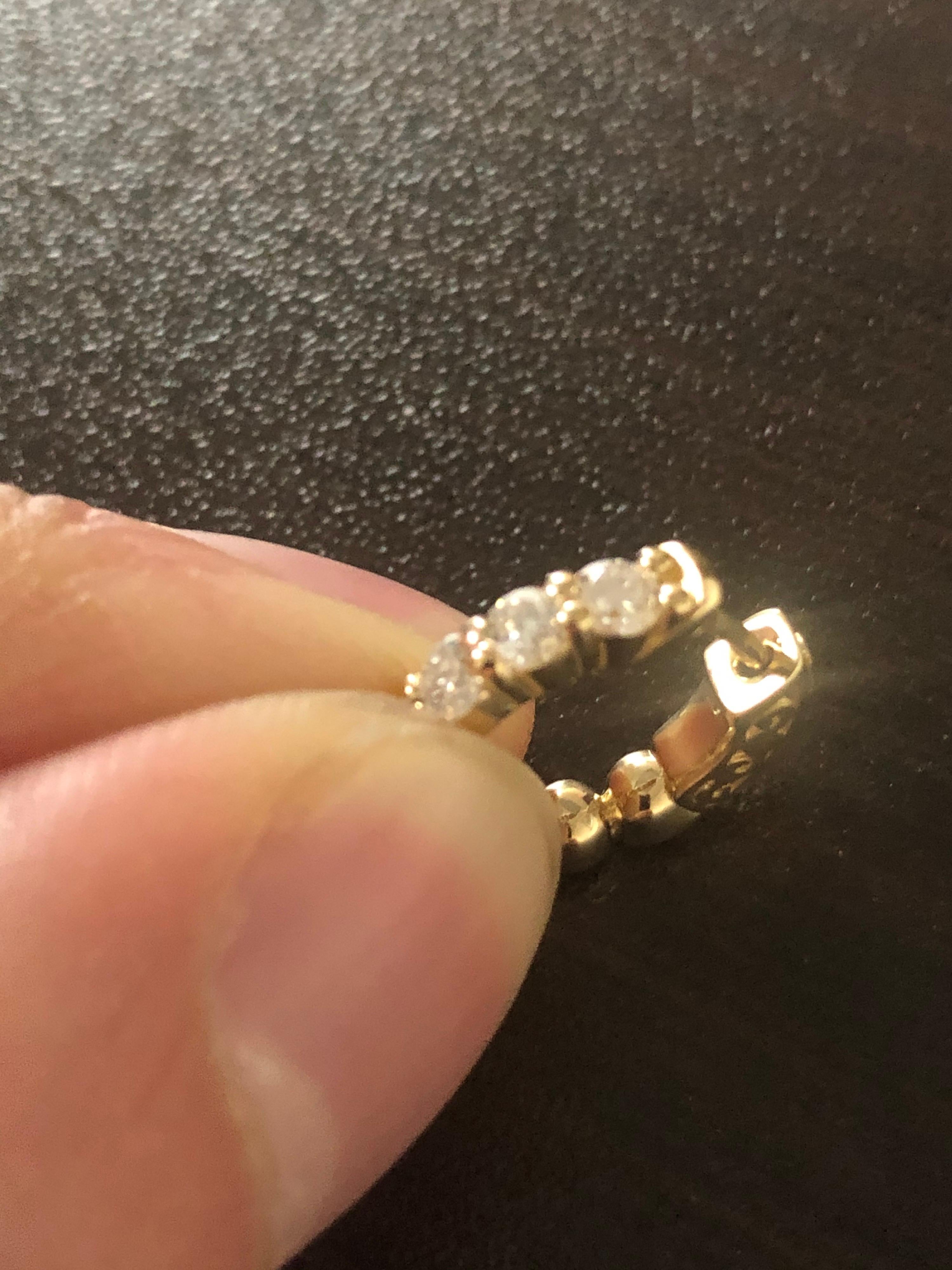 1 Carat Yellow Diamond Huggies In New Condition In Great Neck, NY