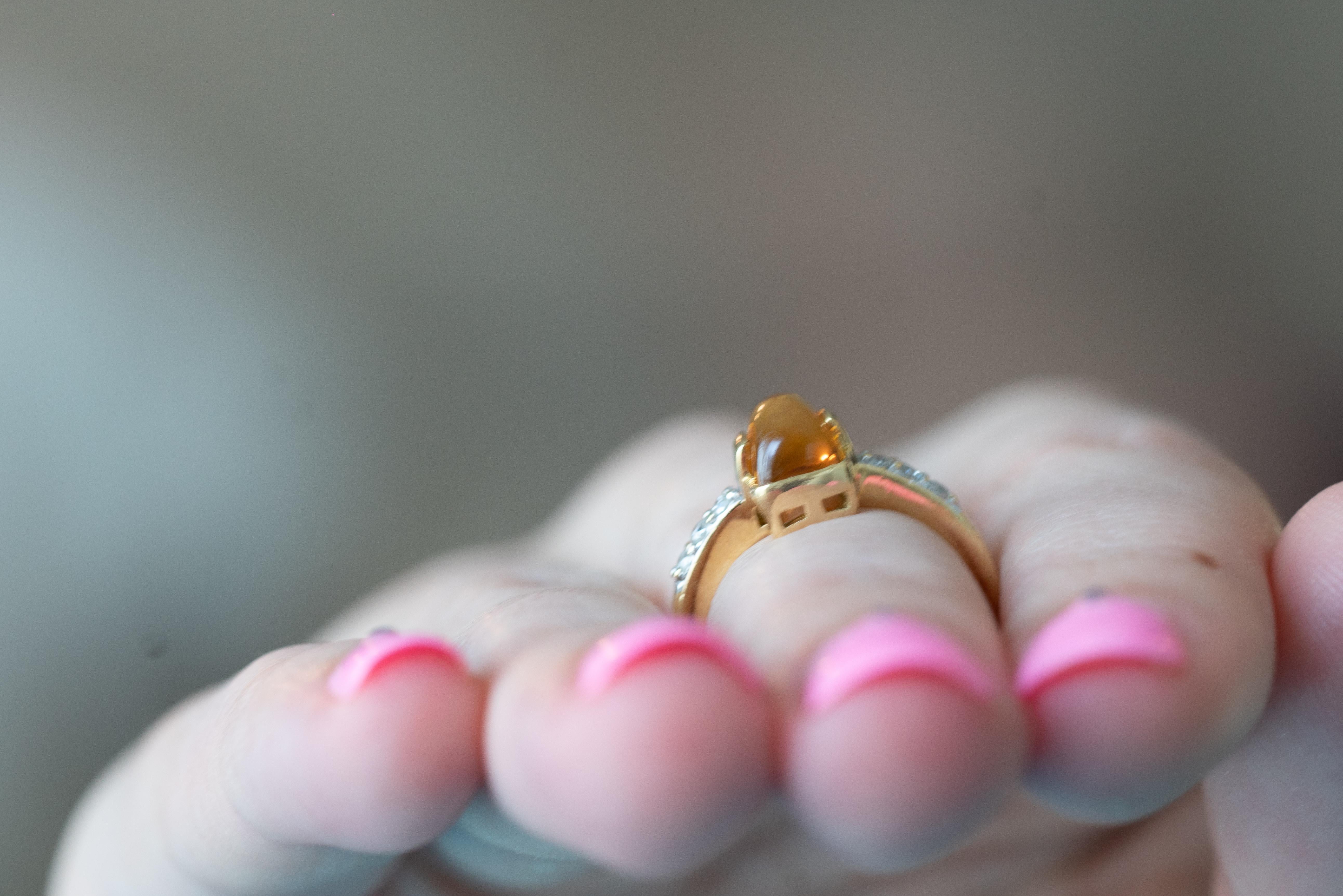 1 Carat Yellow Sapphire and Diamond 18 Karat Yellow Gold Ring 6