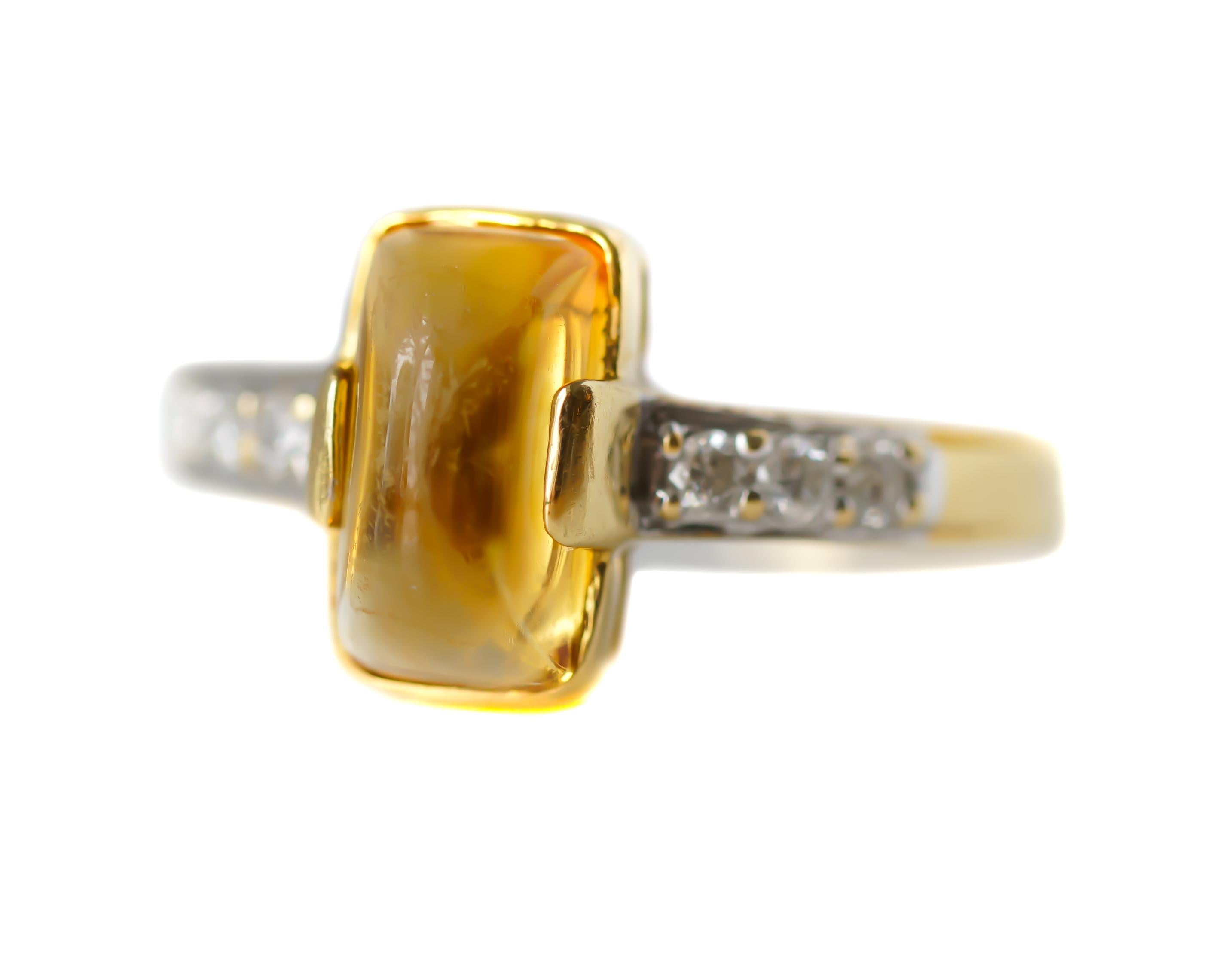 1 Carat Yellow Sapphire and Diamond 18 Karat Yellow Gold Ring 1