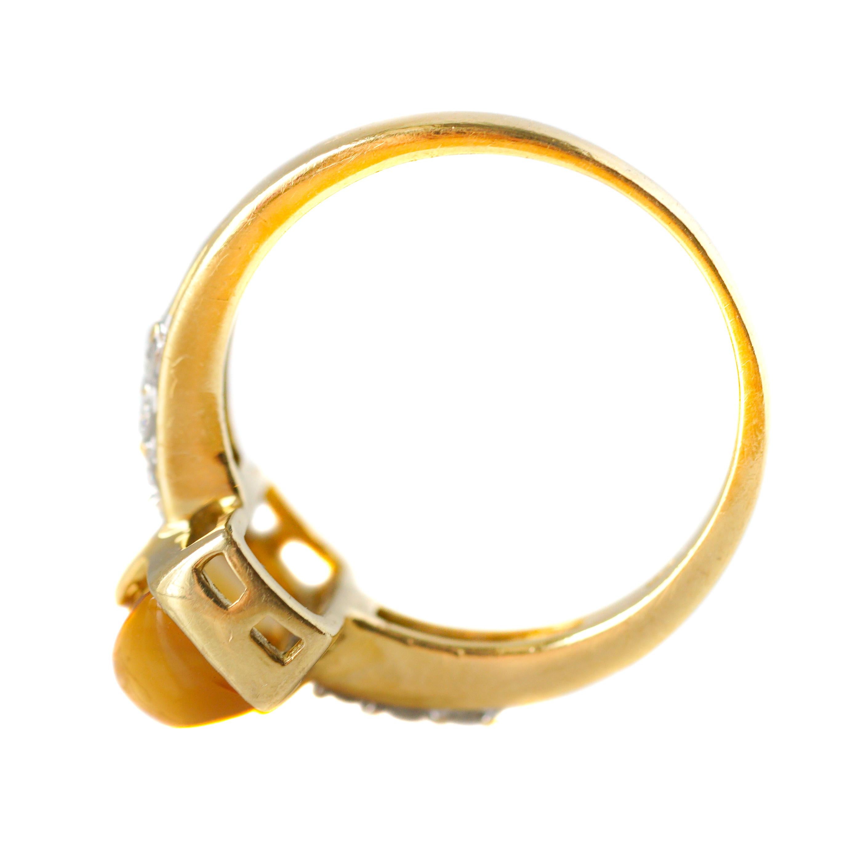 1 Carat Yellow Sapphire and Diamond 18 Karat Yellow Gold Ring 2
