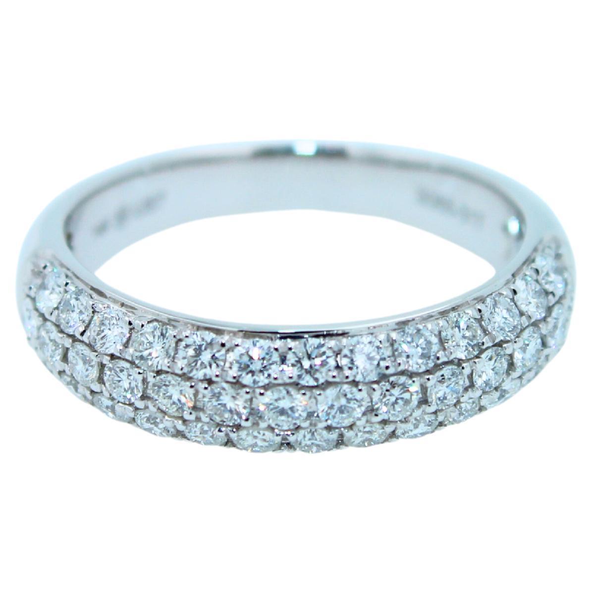1 Carats Diamond Halo Pave Medium Stackable Wedding Dainty Band White Gold Ring