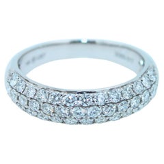 1 Carats Diamond Halo Pave Medium Stackable Wedding Dainty Band White Gold Ring