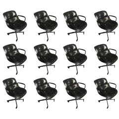 1 Charles Pollock for Knoll Black Leather Armchair