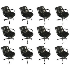 1 Charles Pollock for Knoll Black Leather Armchair
