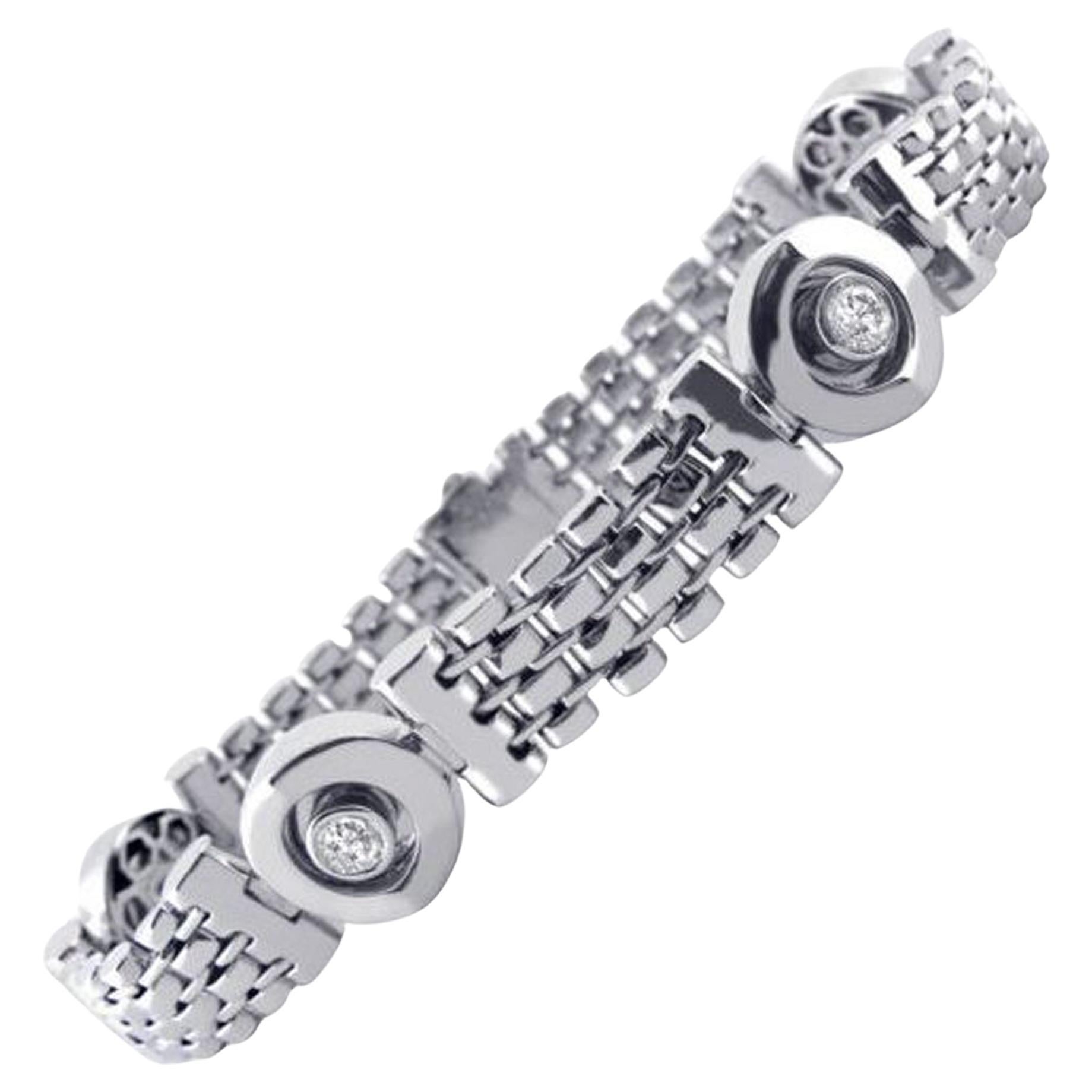 1 ct diamante biselado pulsera para hombre 14k oro blanco macizo Link 45.6g