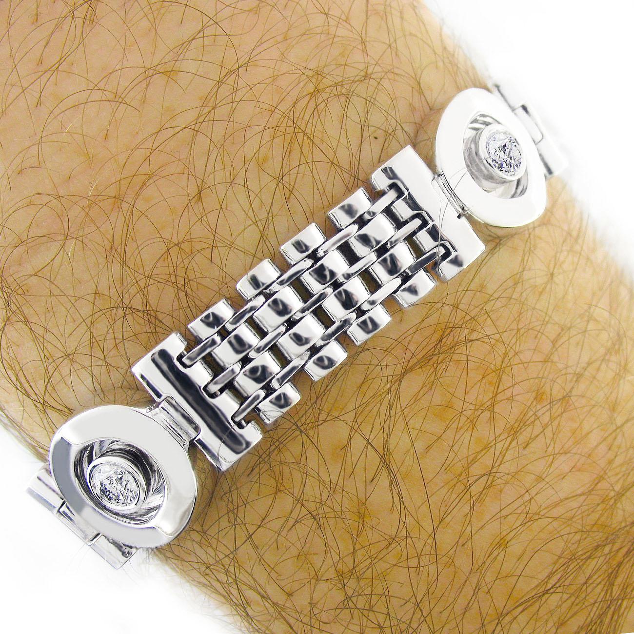 1 ct bisel de diamantes pulsera para hombre estilo Rolex Link 14k oro blanco macizo 45,6g en venta 6