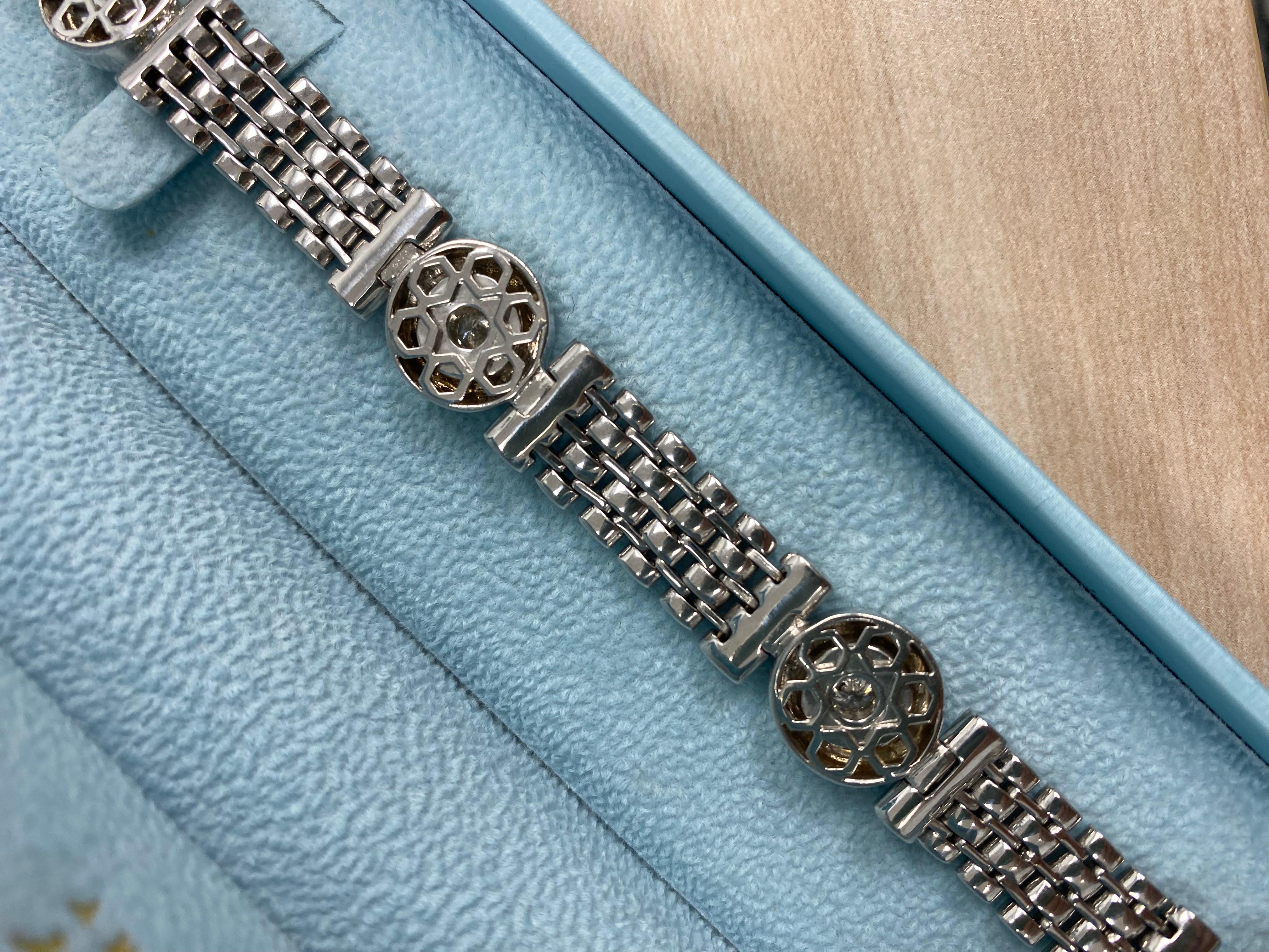 1 ct bisel de diamantes pulsera para hombre estilo Rolex Link 14k oro blanco macizo 45,6g en venta 3
