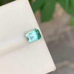 1 Ct de turmalina bicolor en tonos verde menta pálido y aguamarina suave, con corte esmeralda