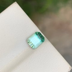 1 Ct de turmalina bicolor en tonos verde menta pálido y aguamarina suave, con corte esmeralda