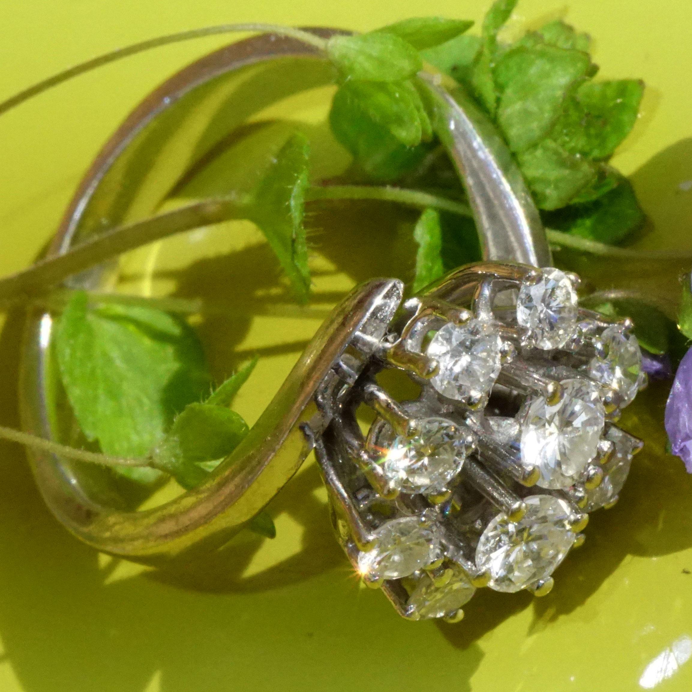 Brillant Ring Diamanten 1 ct was für ein charmanter Stil 10 Vollschliff Diamanten W / SI  für Damen oder Herren im Angebot