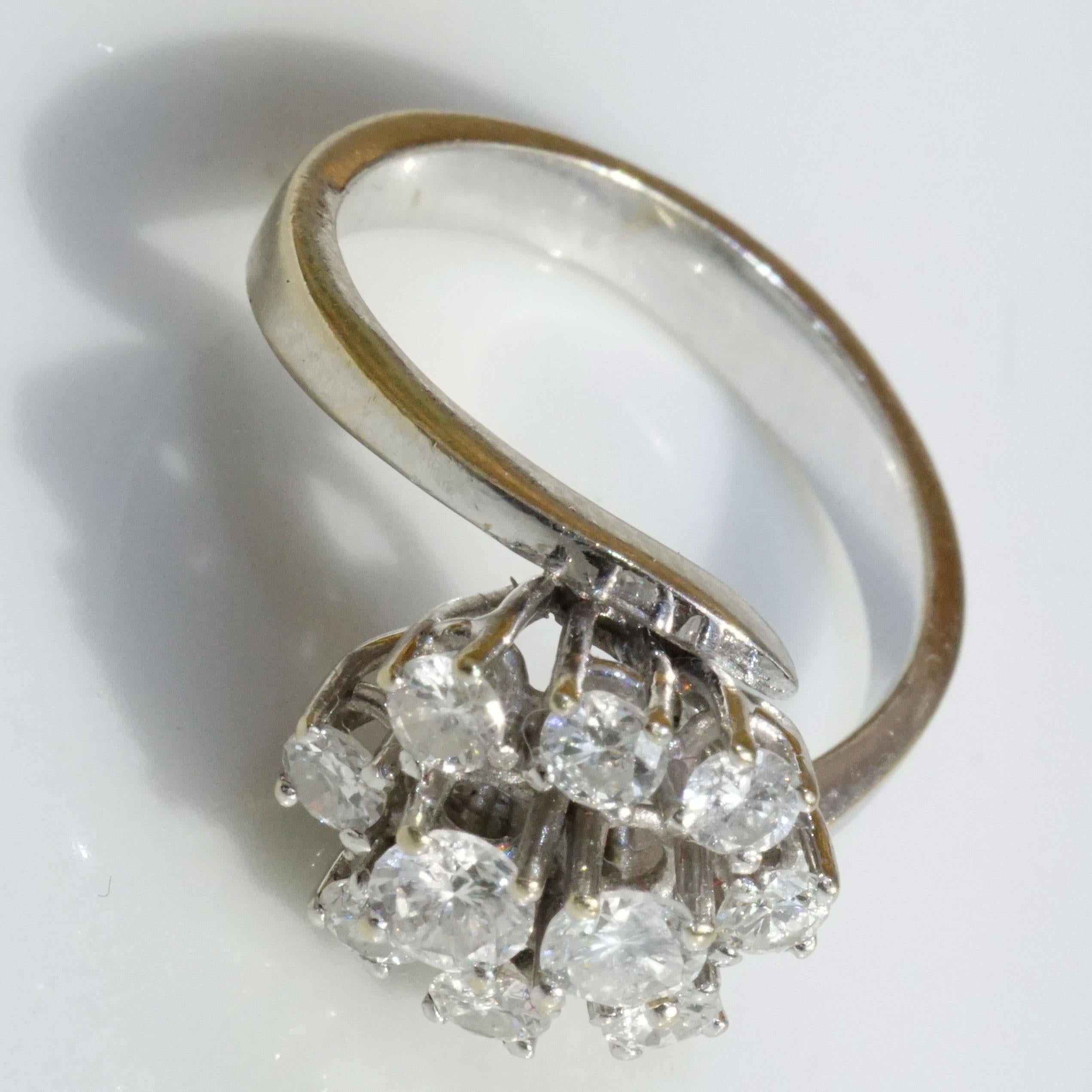 Brillant Ring Diamanten 1 ct was für ein charmanter Stil 10 Vollschliff Diamanten W / SI  im Angebot 2