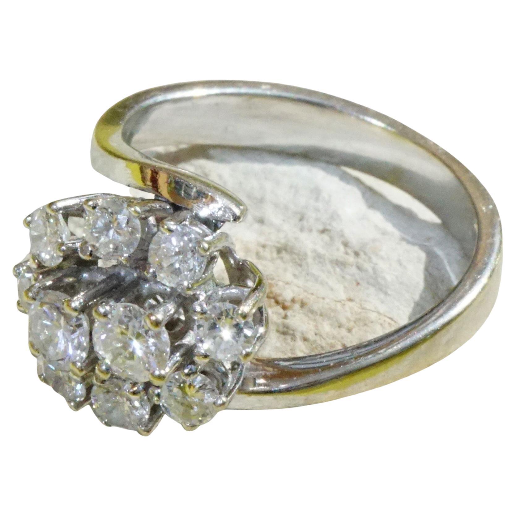 Brillant Ring Diamanten 1 ct was für ein charmanter Stil 10 Vollschliff Diamanten W / SI  im Angebot